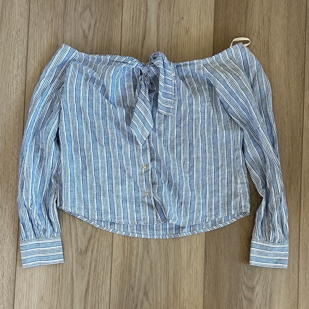 Free People Off The Shoulder Button Down Top